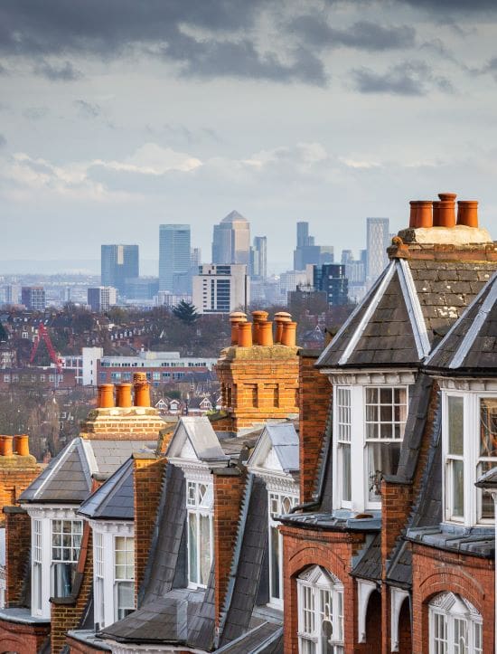 A view of the London skyline from a house on the outskirts of the city